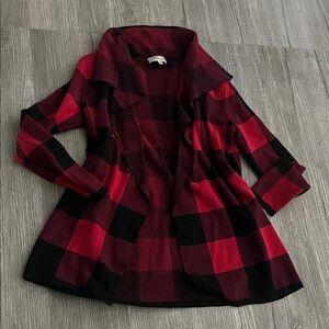 Philosophy Burgundy and Black Checkered Jacket